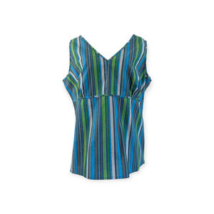 Retro Vertical Sunset Stripe V-Neck Classic Sleeveless Blouse